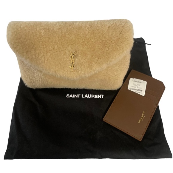 NWT YSL LOU PUFFER SMALL SHEARLING CLUTCH - Picture 11 of 11